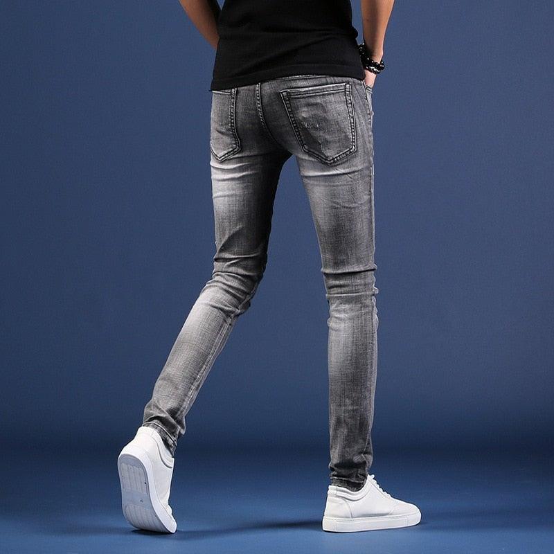 Men's Korean Style Distressed Jeans - AM APPAREL
