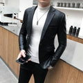 Men's Kpop Style Slim Fit Faux LeatherJacket - AM APPAREL