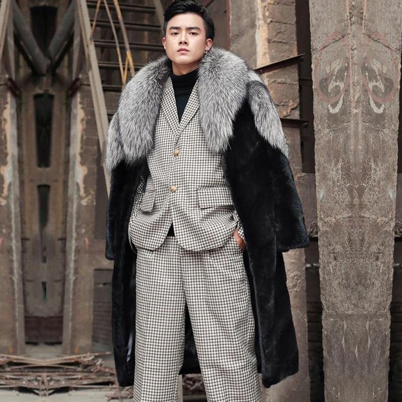 Men's Mink Long Faux Fur Winter Coat - AM APPAREL