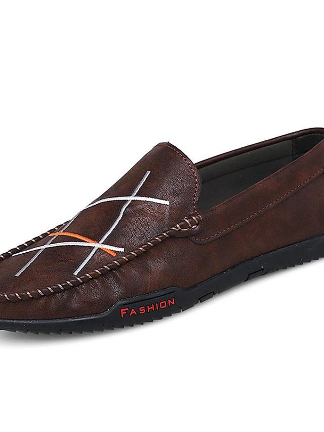 Men's Moccasin PU Leather Loafers - AM APPAREL