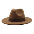 Men's New Wide Brim Fedora Hats With Ribbon - AM APPAREL