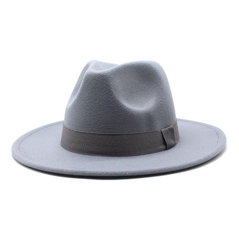 Men's New Wide Brim Fedora Hats With Ribbon - AM APPAREL