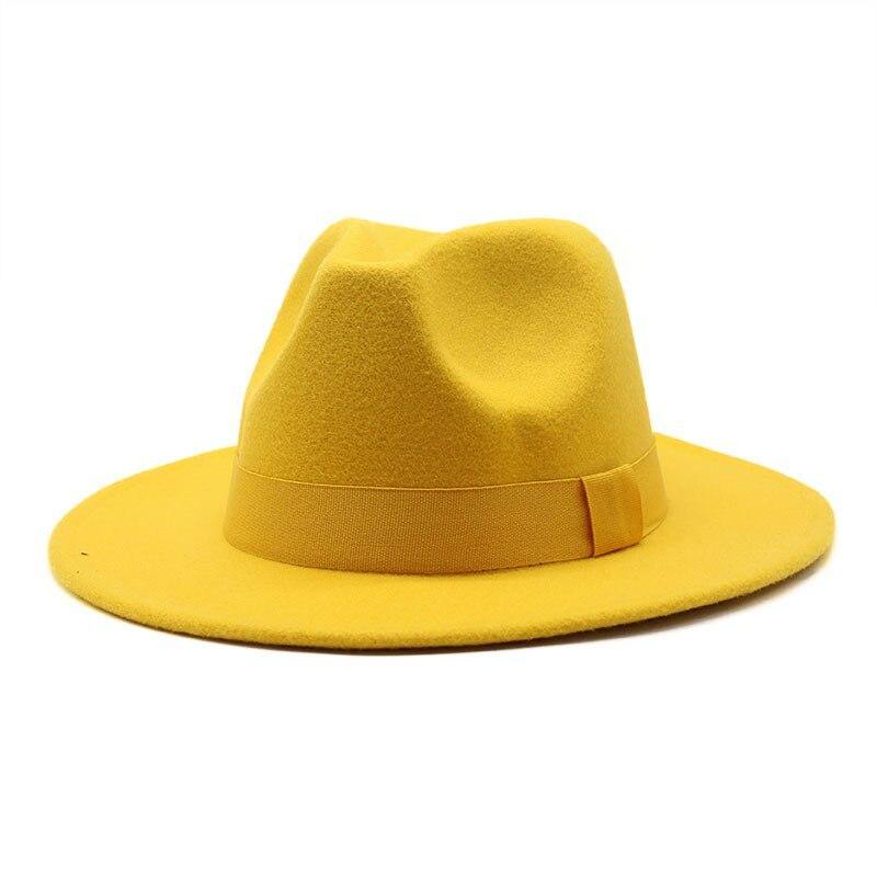 Men's New Wide Brim Fedora Hats With Ribbon - AM APPAREL