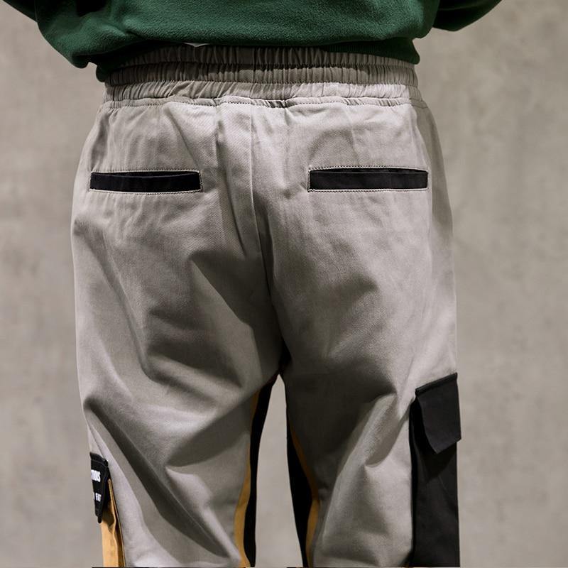 Men's Patchwork Side Pockets Cargo Pants - AM APPAREL