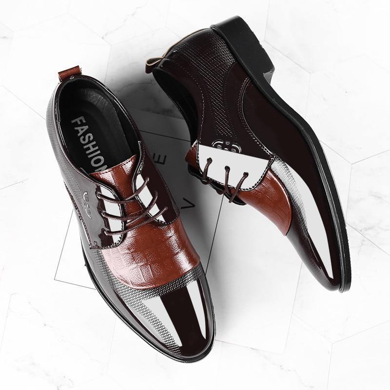 Men's Pointed Toe Lace Up Business Shoes - AM APPAREL