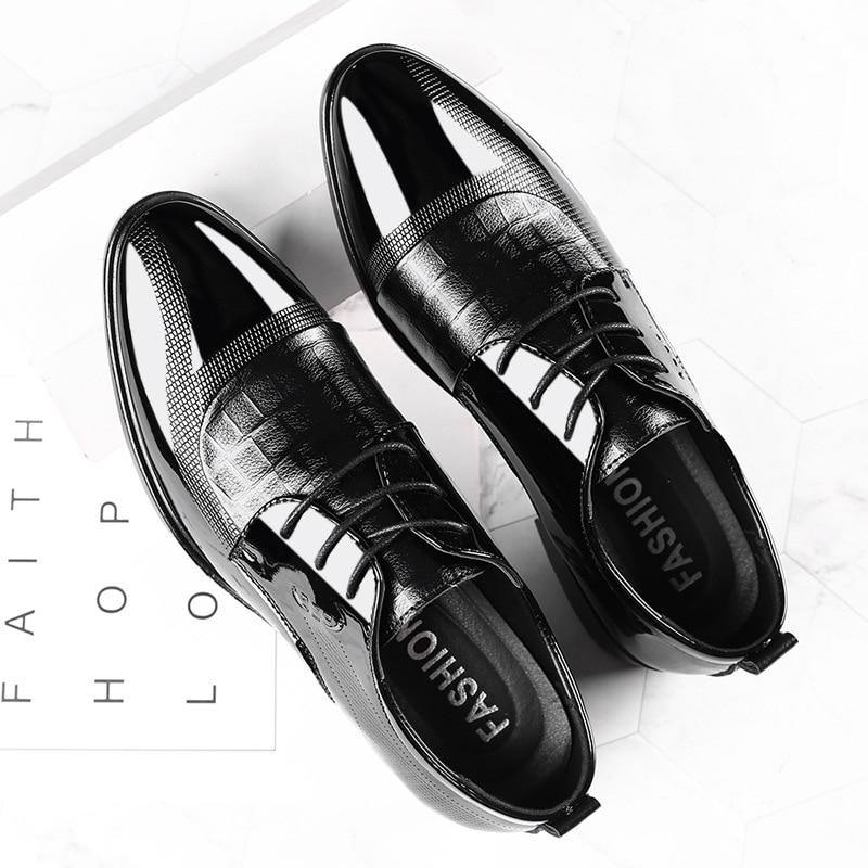 Men's Pointed Toe Lace Up Business Shoes - AM APPAREL