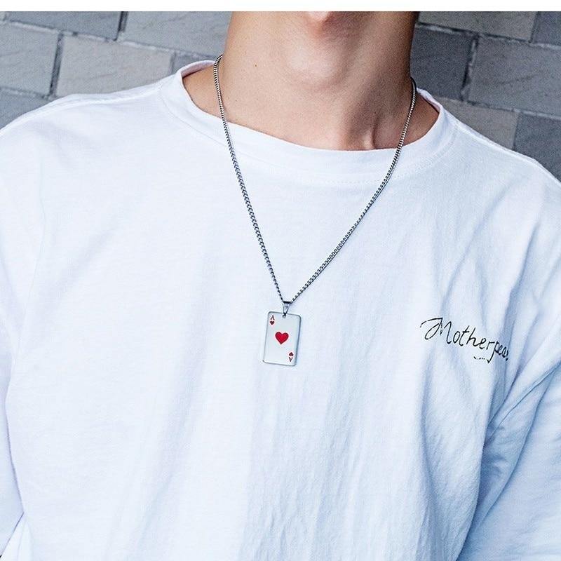 Men's Poker Hearts Spades Necklace - AM APPAREL