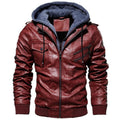 Men's PU Faux Leather Hooded Winter Jacket - AM APPAREL