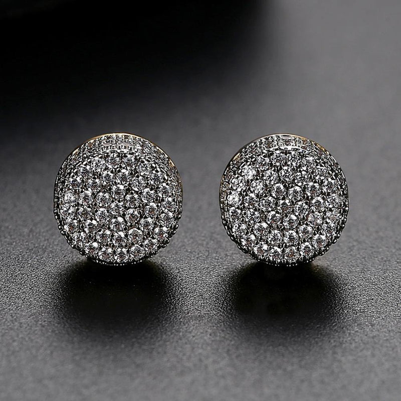 Men's Round Zircon Layered Earrings - AM APPAREL