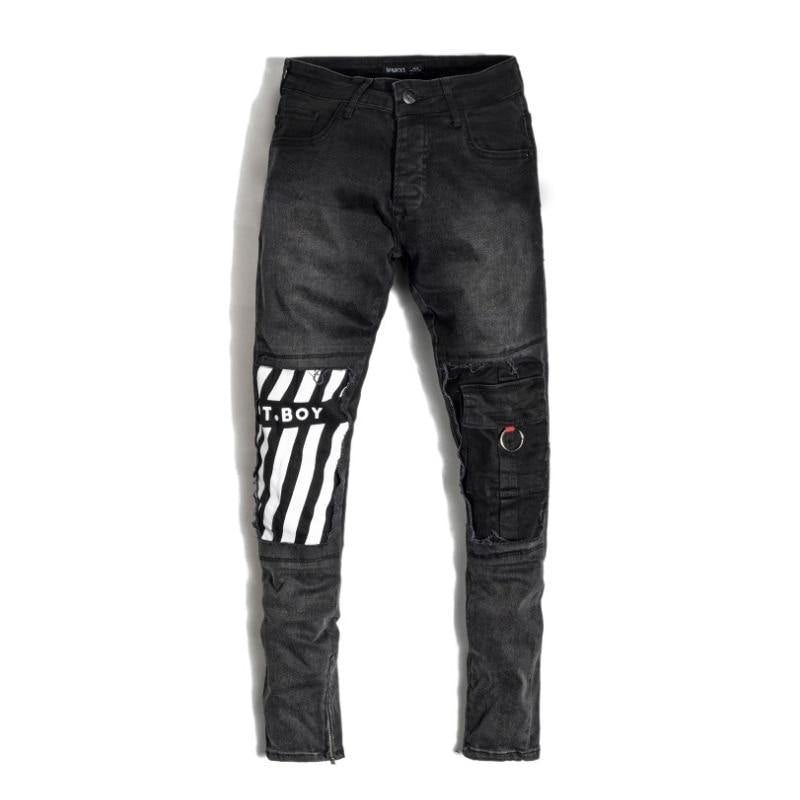 Men's Slim Fit Distressed Stretch Jeans - AM APPAREL