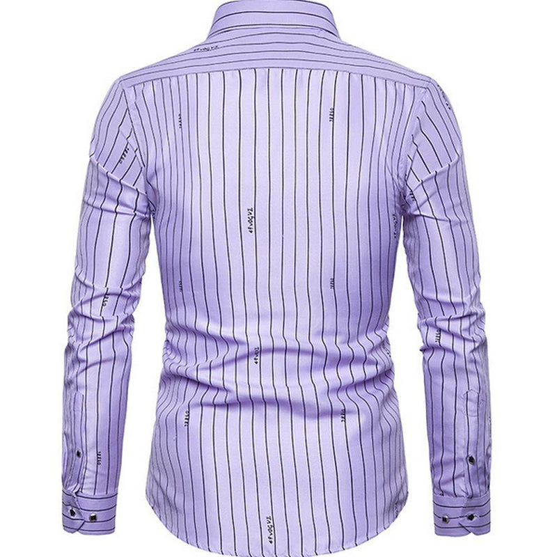 Men's Slim Fit Striped Polyester Shirt - AM APPAREL