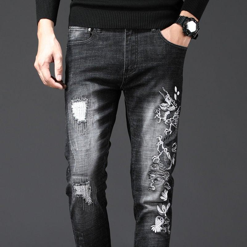 Men's Spring Ripped Slim Stretch Jeans - AM APPAREL