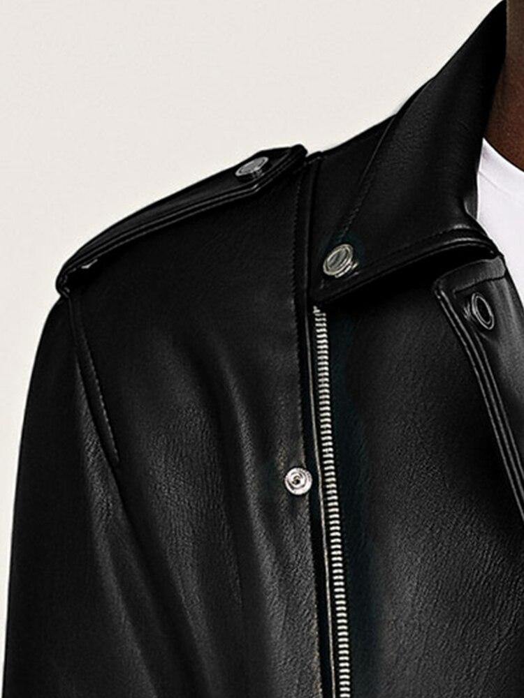 Men's Spring Soft Leather Biker Jacket - AM APPAREL