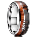 Men's Stainless Steel Wood Inlaid Arrow Ring - AM APPAREL