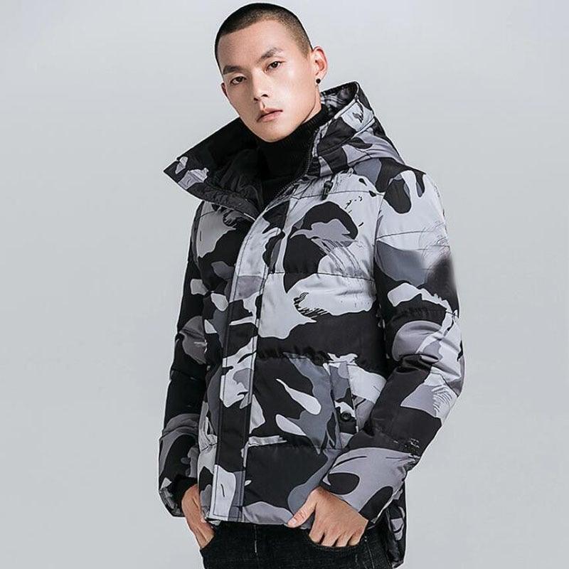 Men's Thick Camouflage Parka Coat - AM APPAREL