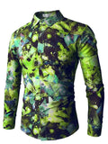 Men's Tie Dye Print Slim Fit Polyester Shirt - AM APPAREL