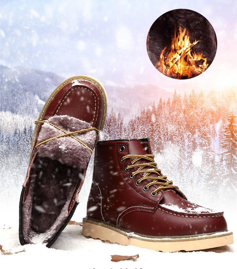 Men's Warm Inside Fur Faux Leather Boots - AM APPAREL