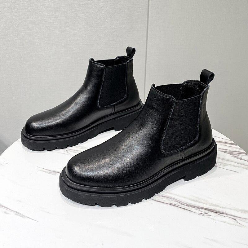 Men's Winter Faux Leather Chelsea Boots - AM APPAREL