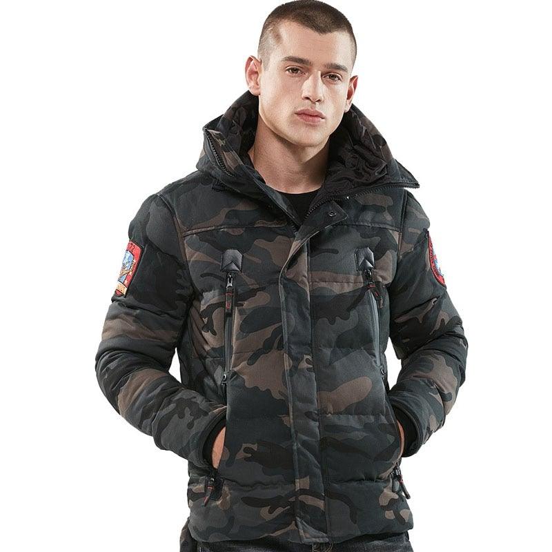 Men's Winter Thick Camouflage Puffer Coat - AM APPAREL