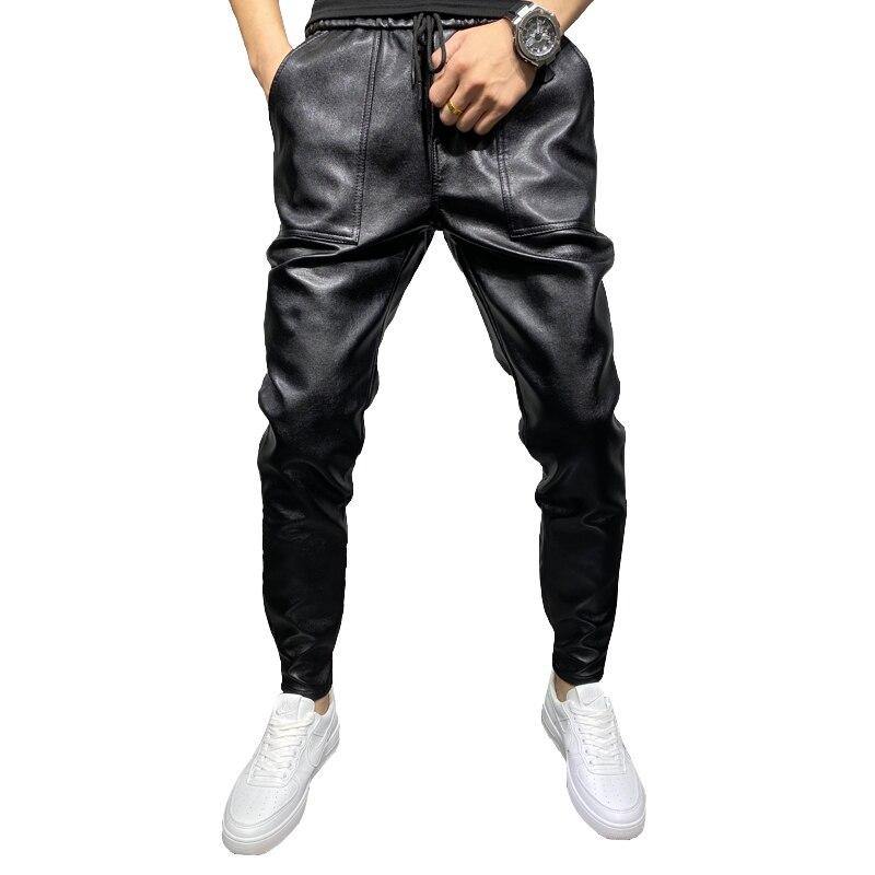 Men's Winter Thick PU Leather Pants - AM APPAREL