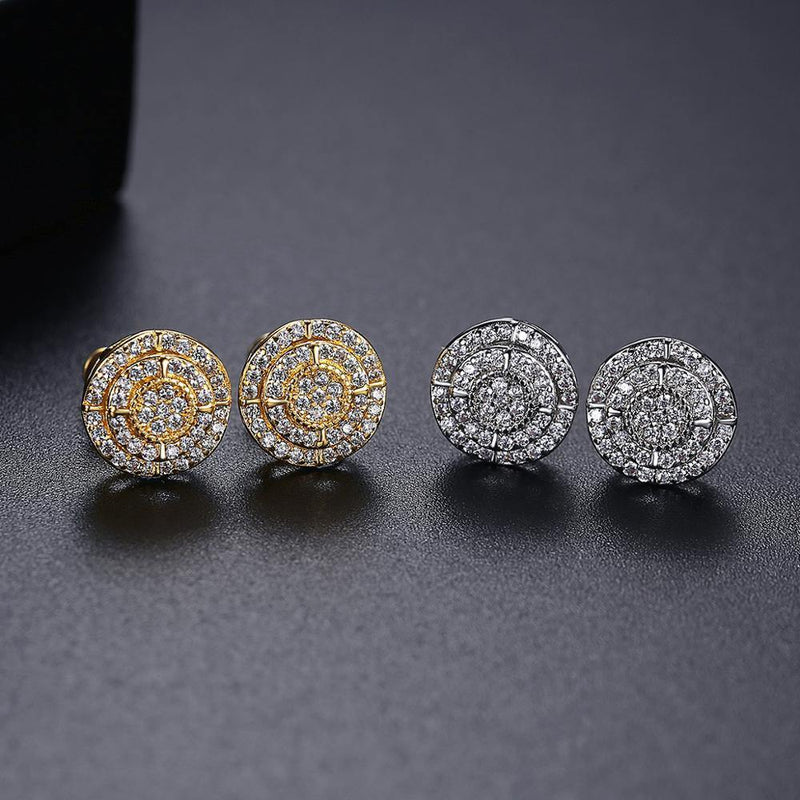 Men's Zircon Iced Out Stud Earrings - AM APPAREL