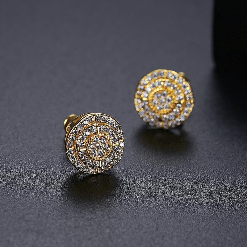 Men's Zircon Iced Out Stud Earrings - AM APPAREL