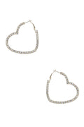 Rhinestone 5mm Side Crystal Heart Hoop Earring - AM APPAREL