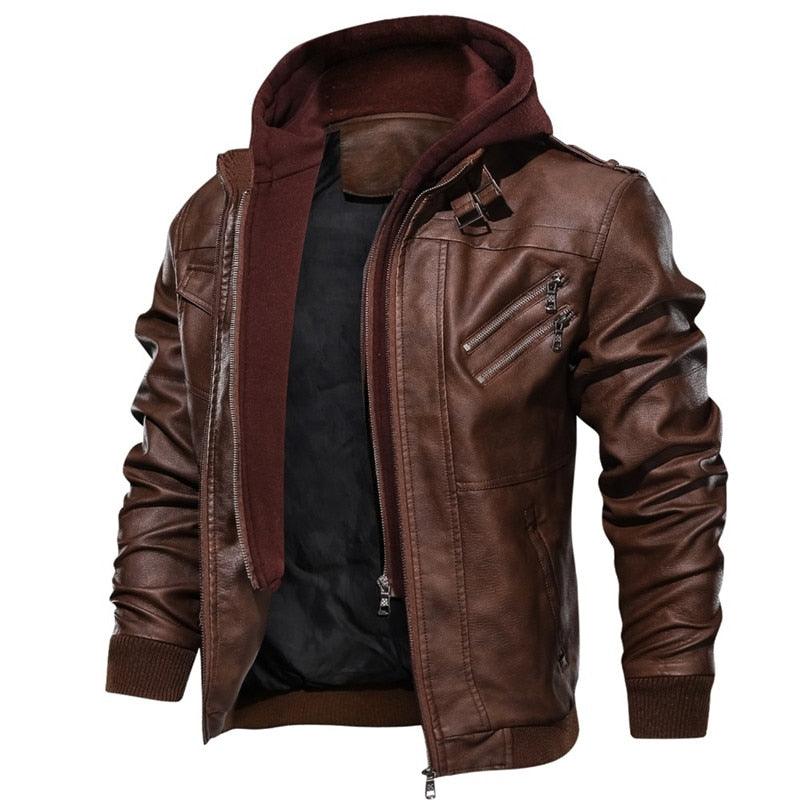 TOL Men's Detachable Hood Motorcycle Winter Jacket - AM APPAREL