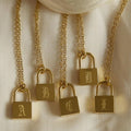 Unisex Engraved Letters Lock Pendant Chain - AM APPAREL