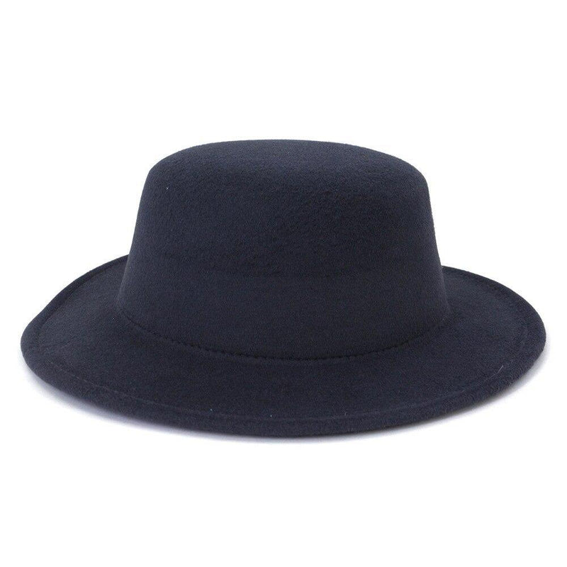 Unisex Woolen Flat Top Fedora Hat - AM APPAREL