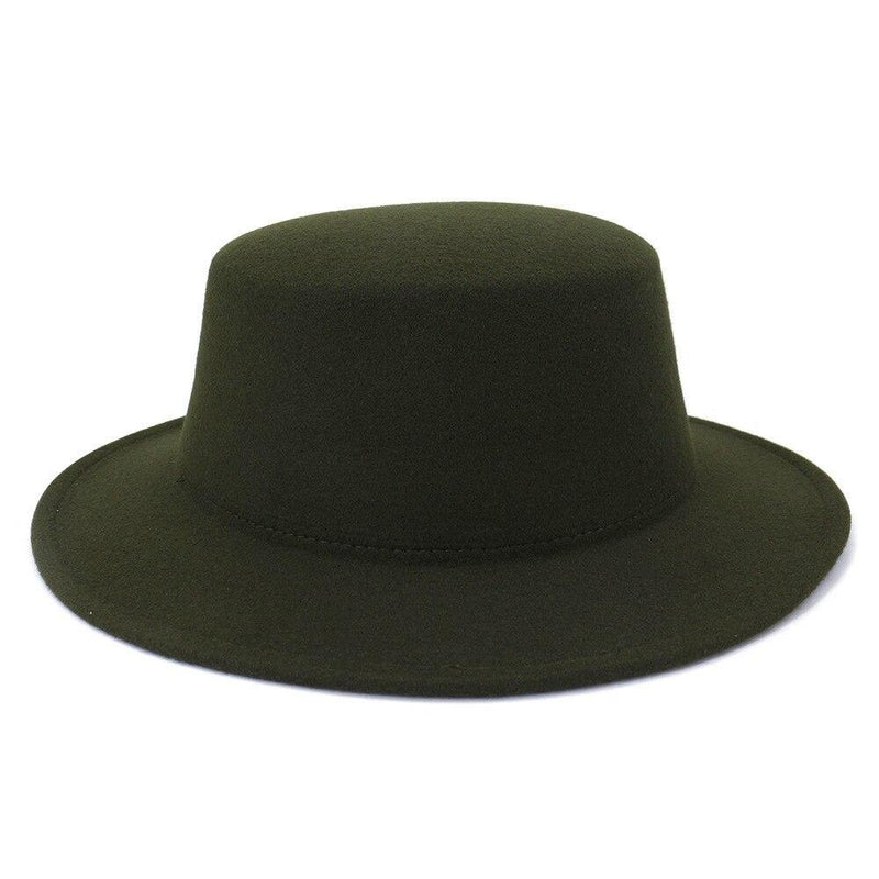 Unisex Woolen Flat Top Fedora Hat - AM APPAREL