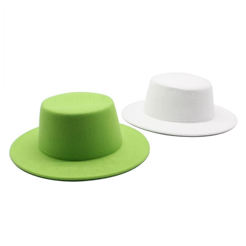 Unisex Woolen Flat Top Fedora Hat - AM APPAREL