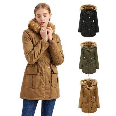 Women's Cotton Padded Hooded Winter Jacket - AM APPAREL