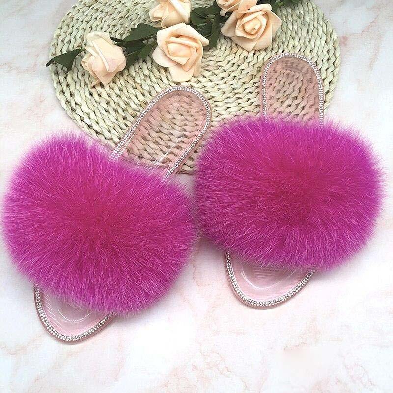 Women's Plush Fox Fur Slippers - AM APPAREL