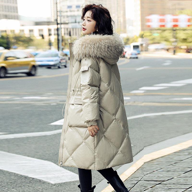 Women's Winter Fur Collar Warm Long Coat - AM APPAREL