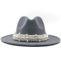 Women's Wool Jazz Fedora Hats W/ Beaded Ribon - AM APPAREL