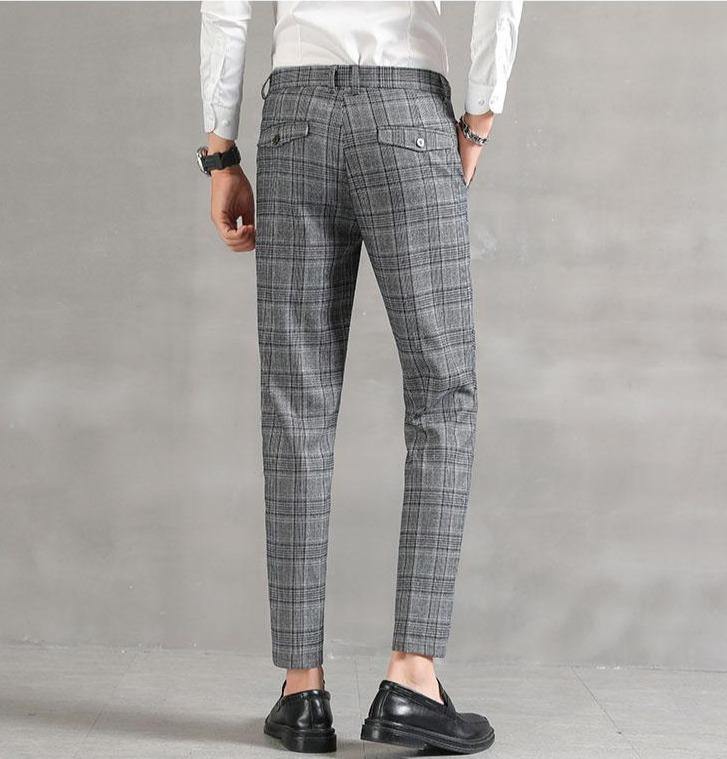 YASUG Men's Plaid Business Ankle Length Pants - AM APPAREL